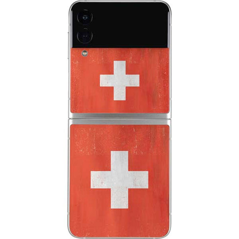 Switzerland Flag Distressed Galaxy Z Flip4 5G Skin